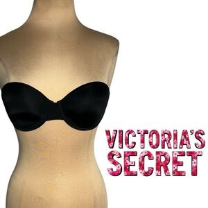 Victoria’s Secret lightly lined strapless demi bra size 32D black